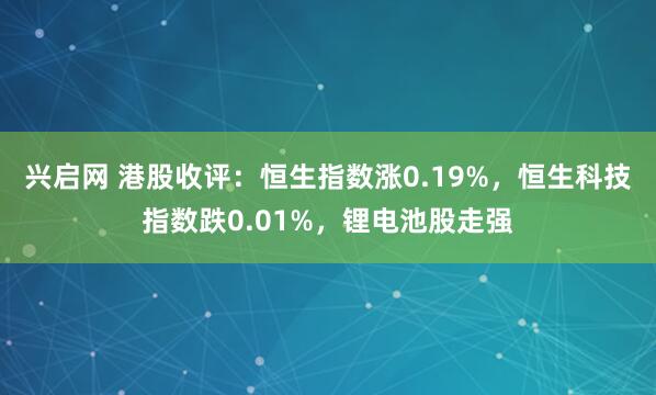 兴启网 港股收评：恒生指数涨0.19%，恒生科技指数跌0.01%，锂电池股走强